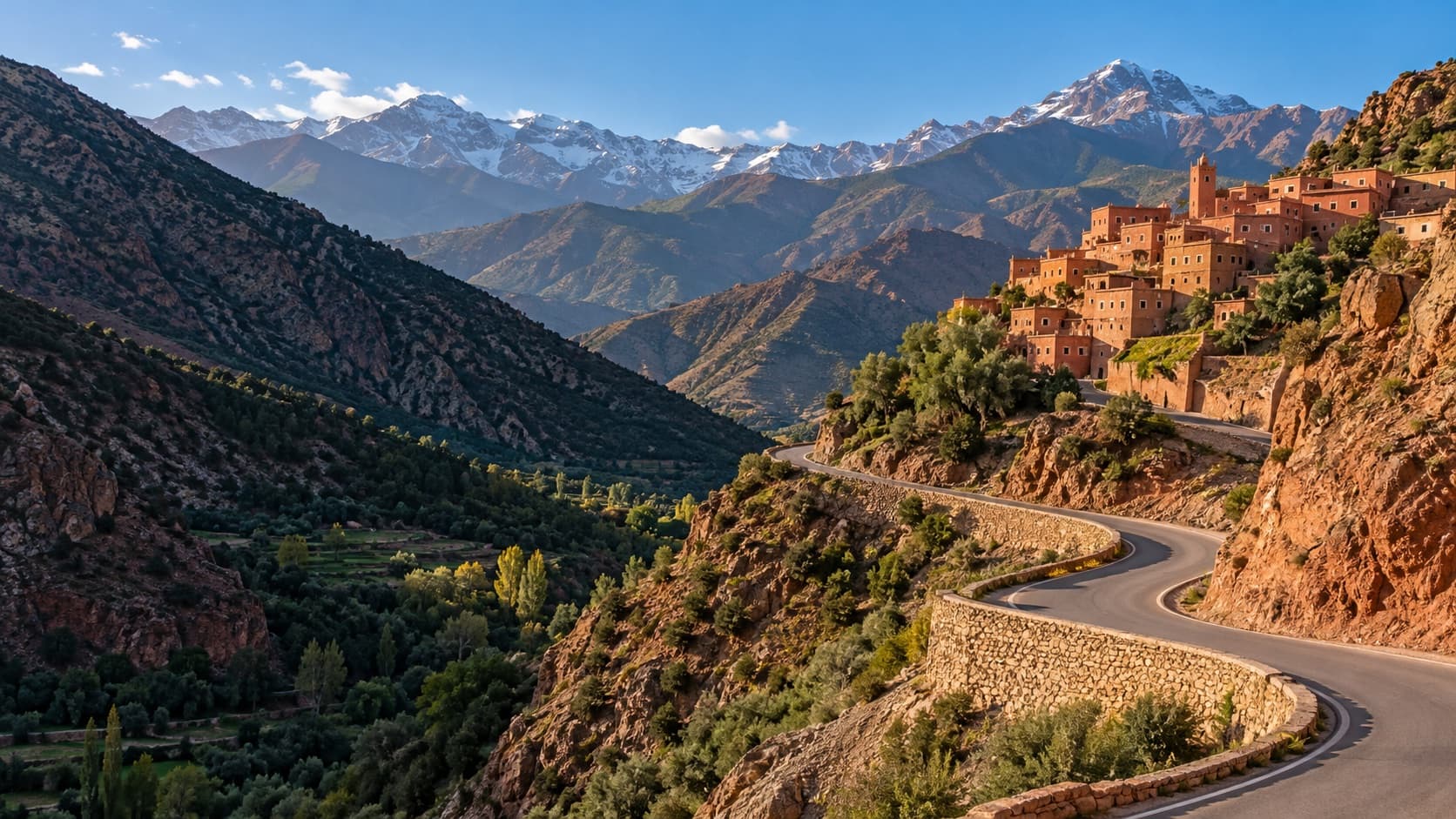 Scenic road through Morocco's Atlas Mountains